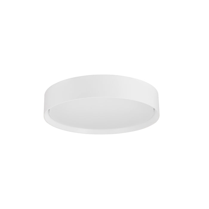 White metal flush mount ceiling light fixture.