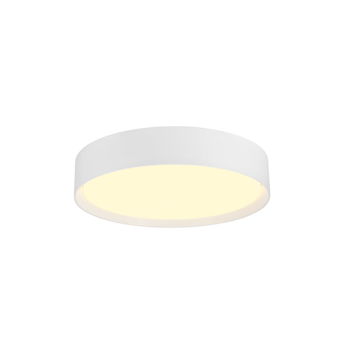 White metal flush mount ceiling light fixture.