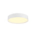 White metal flush mount ceiling light fixture.