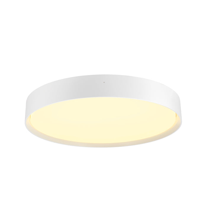 Round LED ceiling light, white finish, flush mount.