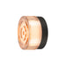 Glass wall sconce with a black mount, peach-toned.
