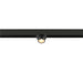 Black track lighting fixture, metal construction, mounted on track.