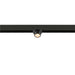 Black track lighting fixture with adjustable spotlight head.