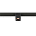 Black track lighting fixture, square head, mounted on track.