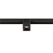 Black square track lighting fixture, mounted on a black track.
