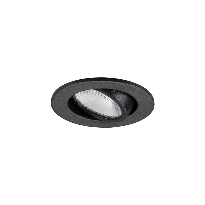Black recessed adjustable spotlight fixture.