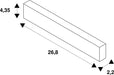 Technical drawing of a white rectangular bar with dimensions 4.35, 26.8, and 2.2.