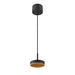 Modern pendant light fixture, black finish with woven texture detail, ceiling mounted.