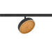 Black track lighting fixture with gold honeycomb lens.