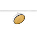 White track light fixture with honeycomb lens, gold tone, and black trim.