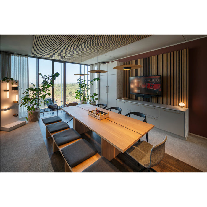 SLV 1009018 GRIP! FLAT, 48V pendant light, DALI, Pendant length 200 cm, 2700/3000 K, black / gold (MD02)