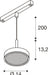 Technical drawing of a ceiling-mounted pendant light fixture with dimensions.
