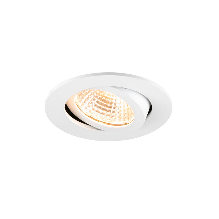 White recessed ceiling light fixture, adjustable angle.