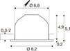 Technical drawing with dimensions of a dome-shaped component.
