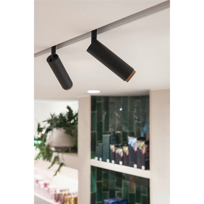 SLV 1009027 GRIP! S, 48V spot, deep & recessed track, cylindrical, 3000K, 9.8 Watt, DALI, 29°, black/ gold (MD20)