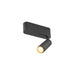Black metal track lighting fixture with adjustable spotlight head.