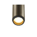 Aluminum cylinder downlight, bronze finish, surface mounted.