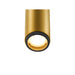 Gold cylinder LED downlight, surface mounted.