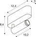 Technical drawing of a wall-mounted spotlight with dimensions.
