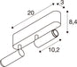 Technical drawing of a wall-mounted spotlight with dimensions.