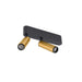 Surface-mounted spotlight with two adjustable heads, metal, matte black and gold finish.