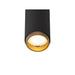 Black and gold recessed cylinder light fixture.