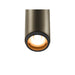 Aluminum cylinder downlight, bronze finish, ceiling mounted.