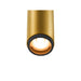 Gold cylinder LED downlight, surface mounted.