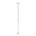 White cylinder pendant light fixture with ceiling mount.