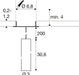 Technical drawing with dimensions for a ceiling-mounted cylindrical fixture.