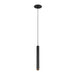 Modern cylinder pendant light fixture, black finish, ceiling mounted.