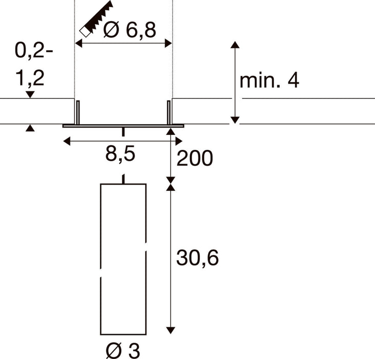 Technical drawing with dimensions.
