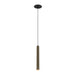 Modern cylinder pendant light, metal with bronze finish, ceiling mounted.