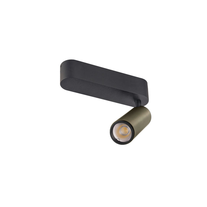 Modern wall-mounted spotlight, metal, matte black and olive green finish.