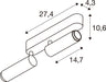 Technical drawing with dimensions of a wall-mounted spotlight fixture.