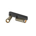 Black and gold metal two-light ceiling-mounted spotlight fixture.