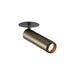 Metal cylinder spotlight with bronze finish, black ceiling mount.
