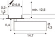 Technical drawing with dimensions for a recessed mount component.