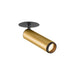 Metal ceiling spotlight, gold finish with black mounting.