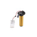 Recessed light fixture with gold cylinder, black mounting plate, and white power supply.