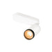 White metal track light fixture with cylindrical head and adjustable mounting.