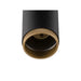 Black and gold metal cylinder downlight fixture.