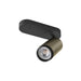 Metal track light fixture, bronze and black finish, surface mounted.