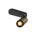 Modern track light fixture, metal, matte black and bronze finish, ceiling mounted.