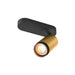 Surface-mounted spotlight with a black base and gold cylindrical head, likely metal.