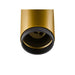 Metal downlight fixture, gold finish with black trim, ceiling mounted.
