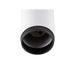 White cylinder surface-mounted light fixture with black textured trim.