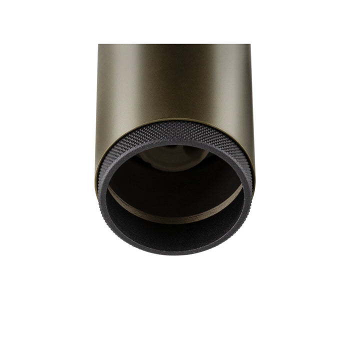 Metal downlight fixture, olive green finish, surface mounted.