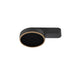 Surface-mounted spotlight in matte black with gold accent ring and black honeycomb lens.