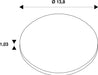 Technical drawing of an oval object with dimensions 13.8 and 1.03.